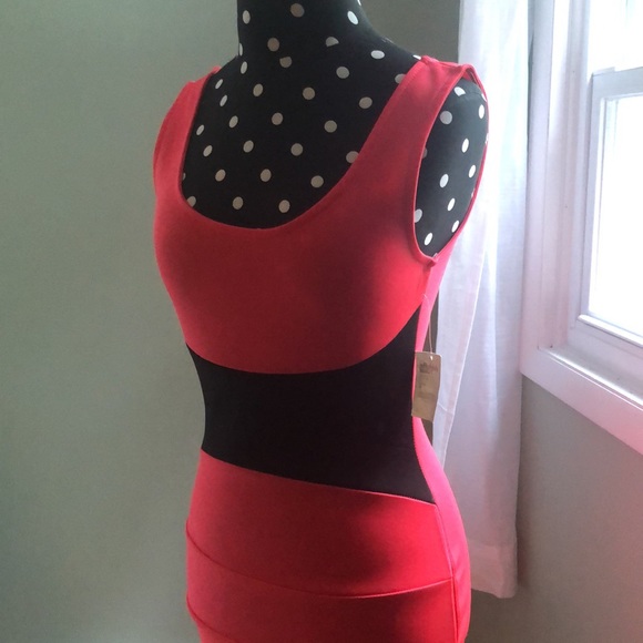NWT Charlotte Russe coral and black dress - Picture 3 of 3